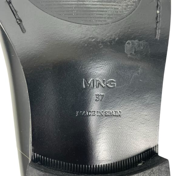 Mango Gathered Leather Moccasin Penny Loafer Black Size 37/ 6.5 - Picture 10 of 12